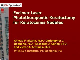 Excimer Laser Phototherapeutic Keratectomy for Keratoconus Nodules