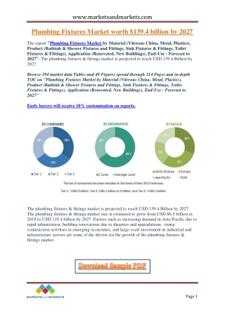 Plumbing Fixtures Market worth $139.4 billion by 2027