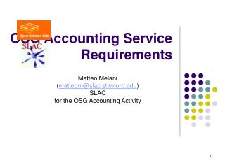 OSG Accounting Service Requirements