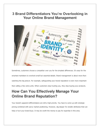 3 Brand Differentiators You’re Overlooking in Your Online Brand Management