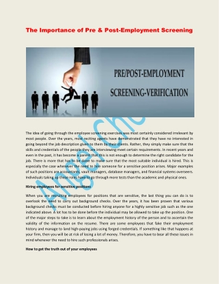 Pre & Post Employment Screening Malaysia