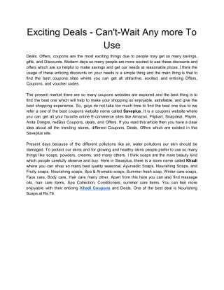 Exciting Deals - Can't-Wait Any more To Use