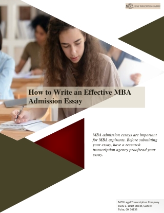 How to Write an Effective MBA Admission Essay
