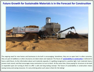 Future Growth for Sustainable Materials is in the Forecast for Construction