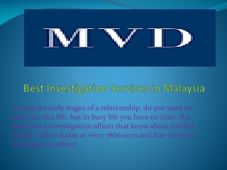 Best Investigation Services in Malaysia