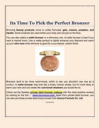 Private Label Bronzer Makeup Manufacturing Company in China