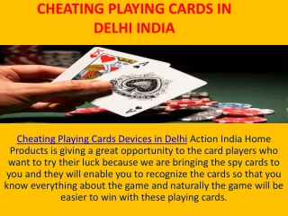 Cheating Playing Cards in Delhi