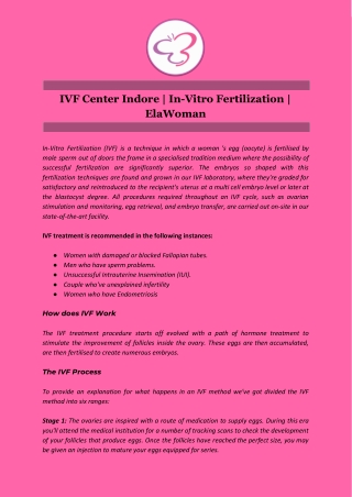 IVF Center Indore | In-Vitro Fertilization | ElaWoman