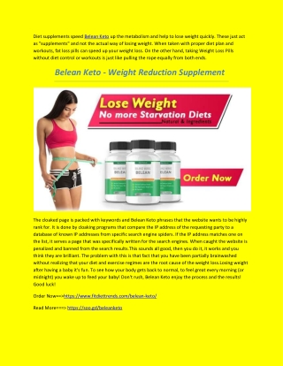 Belean Keto - Weight Reduction Supplement