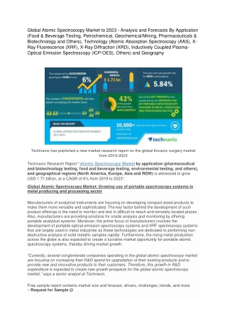 Atomic Spectroscopy Market Size is Forecast to Reach USD 77.73 Billion, at 13% CAGR During 2019-2023