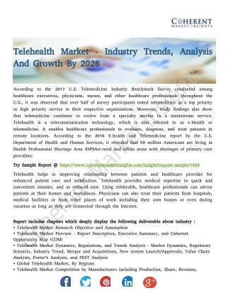 Telehealth Market - Industry Trends, Analysis And Growth By 2026