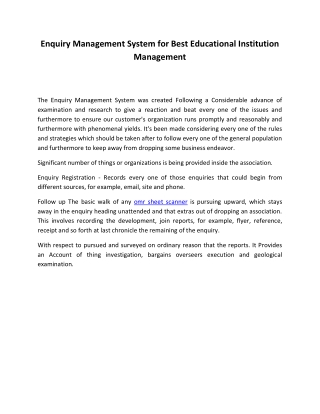Enquiry Management System for Best Educational Institution Management