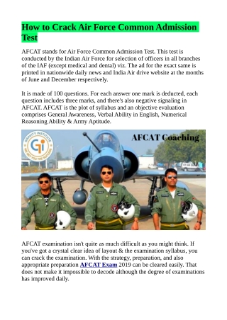 How to Crack Air Force Common Admission Test