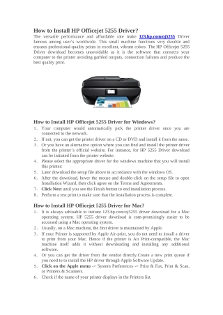 How to Install HP Officejet 5255 Driver?