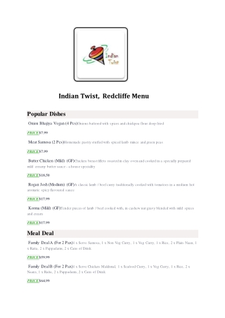 25% Off -Indian Twist - Order Food Online