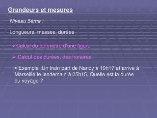 Grandeurs et mesures