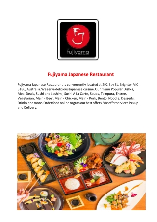 15% Off - Fujiyama Japanese Restaurant-Brighton - Order Food Online