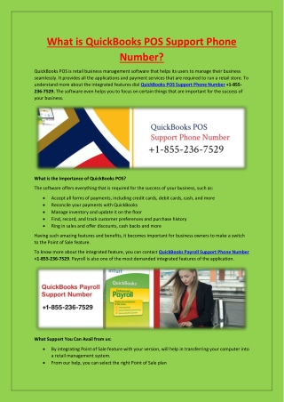 What is QuickBooks POS Support Phone Number?