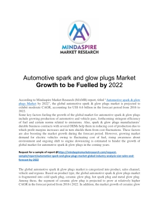 Automotive spark and glow plugs Market Growth to be Fuelled by 2022