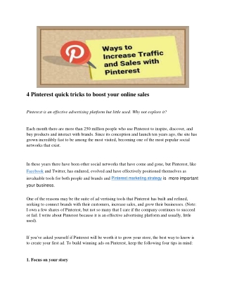 4 Pinterest quick tricks to boost your online sales