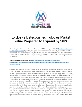 Explosive Detection Technologies Market Value Projected to Expand by 2024