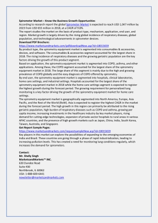 Spirometer Market – Know the Business Growth Opportunities