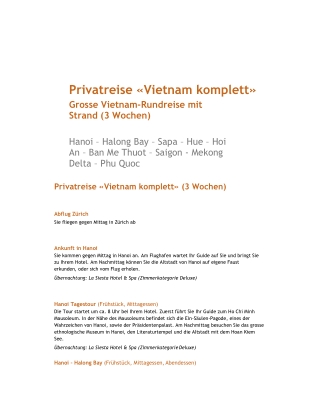 Privatreise «Vietnam komplett