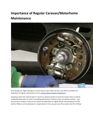 Importance of Regular Caravan/Motorhome Maintenance
