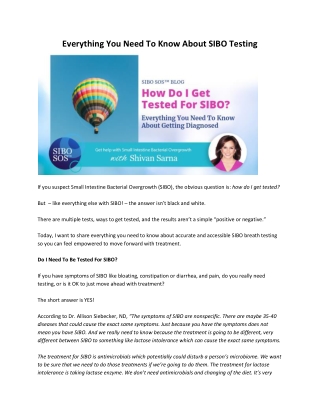 Everything You Need To Know About SIBO Testing