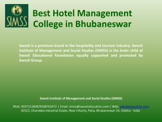 Best Hotel Management College in Bhubaneswar