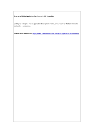 Enterprise Mobile Application Development - AIS Technolabs