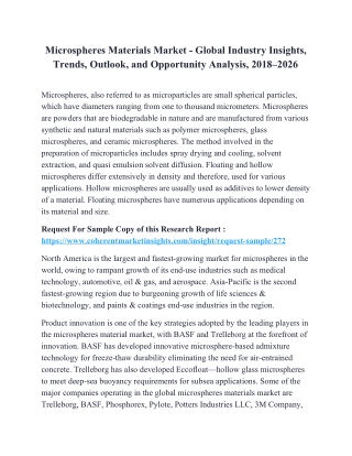 Microspheres Materials Market - Global Industry Insights, Trends, Outlook, and Opportunity Analysis, 2018–2026