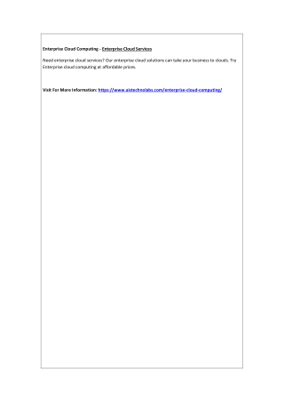 Enterprise Cloud Computing - Enterprise Cloud Services