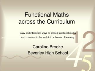 Functional Maths across the Curriculum