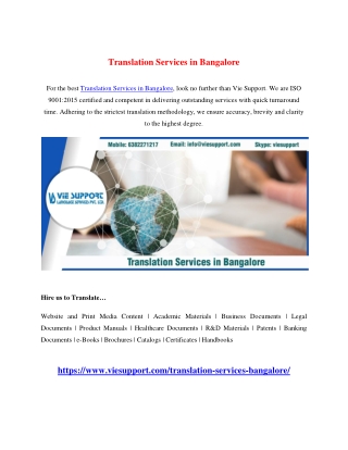 Translation Services in Bangalore