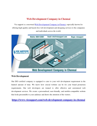 Web Development Company in Chennai