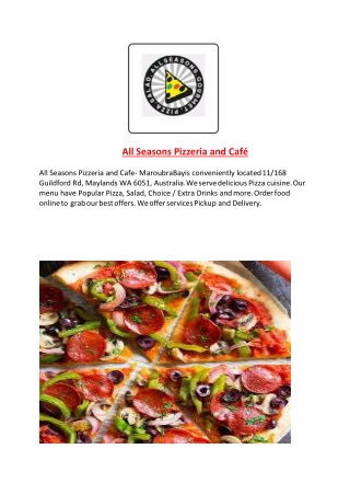 15% Off - All Seasons Pizzeria and Cafe-Maylands - Order Food Online