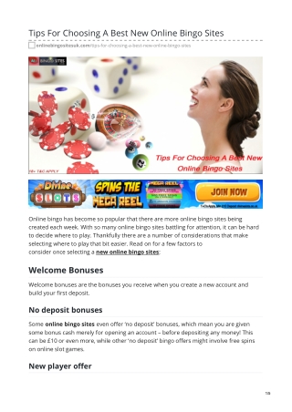 Tips For Choosing A Best New Online Bingo Sites