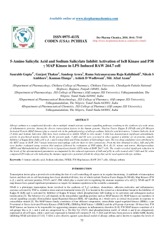 5-Amino Salicylic Acid and Sodium Salicylate Inhibit Activation of IκB Kinase and P38 γ MAP Kinase in LPS Induced RAW 26