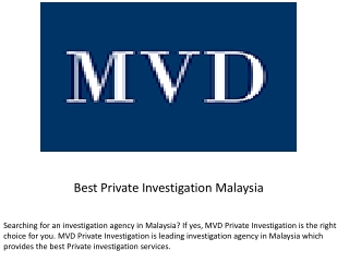 Best Private Investigation Malaysia