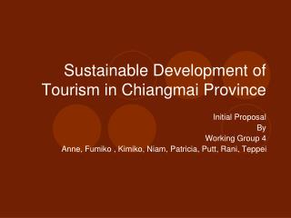 Sustainable Development of Tourism in Chiangmai Province