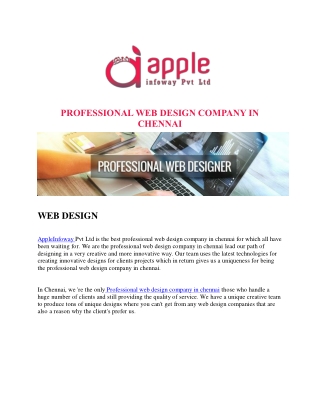 Professional Web Design Company in Chennai - Apple Infoway