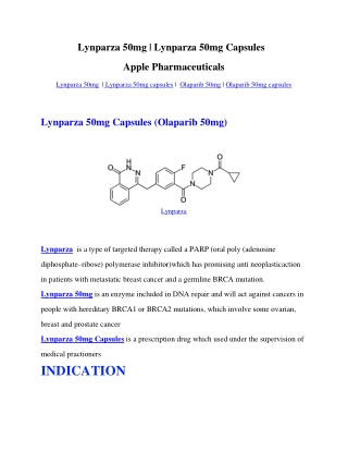 Lynparza 50mg capsules | Olaparib |Apple Pharmaceuticals