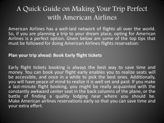 A Quick Guide on Making Your Trip Perfect with American Airlines