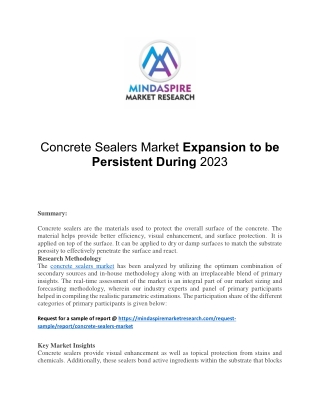 Concrete Sealers Market Expansion to be Persistent During 2023