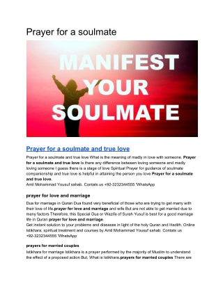 Prayer for a soulmate