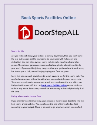 Book sports facilities online