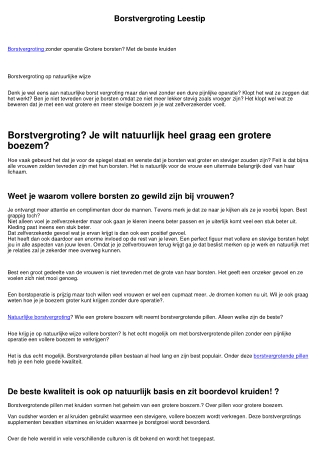 Natuurlijke Borstvergroting Informatie