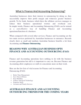 What is finance and accounting outsourcing?