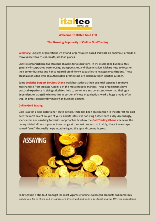 The Growing Popularity of Online Gold Trading